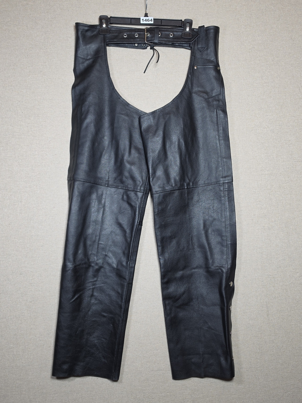 Men's Black Leather Chaps - Classic Biker Style
